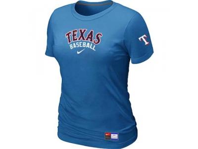 Women Texas Rangers NEW L.blue Short Sleeve Practice T-Shirt