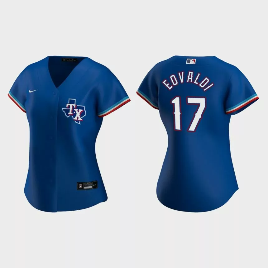 Women Texas Rangers Nathan Eovaldi Royal Replica Jersey