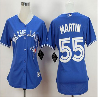 Women Toronto Blue Jays #55 Russell Martin Blue Alternate Stitched Baseball Jersey