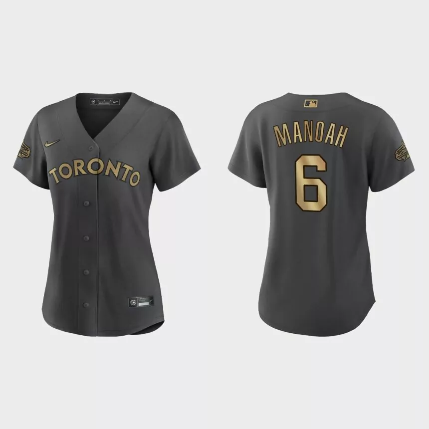 Women Toronto Blue Jays Alek Manoah Charcoal 2022 MLB All-Star Game Replica Jersey