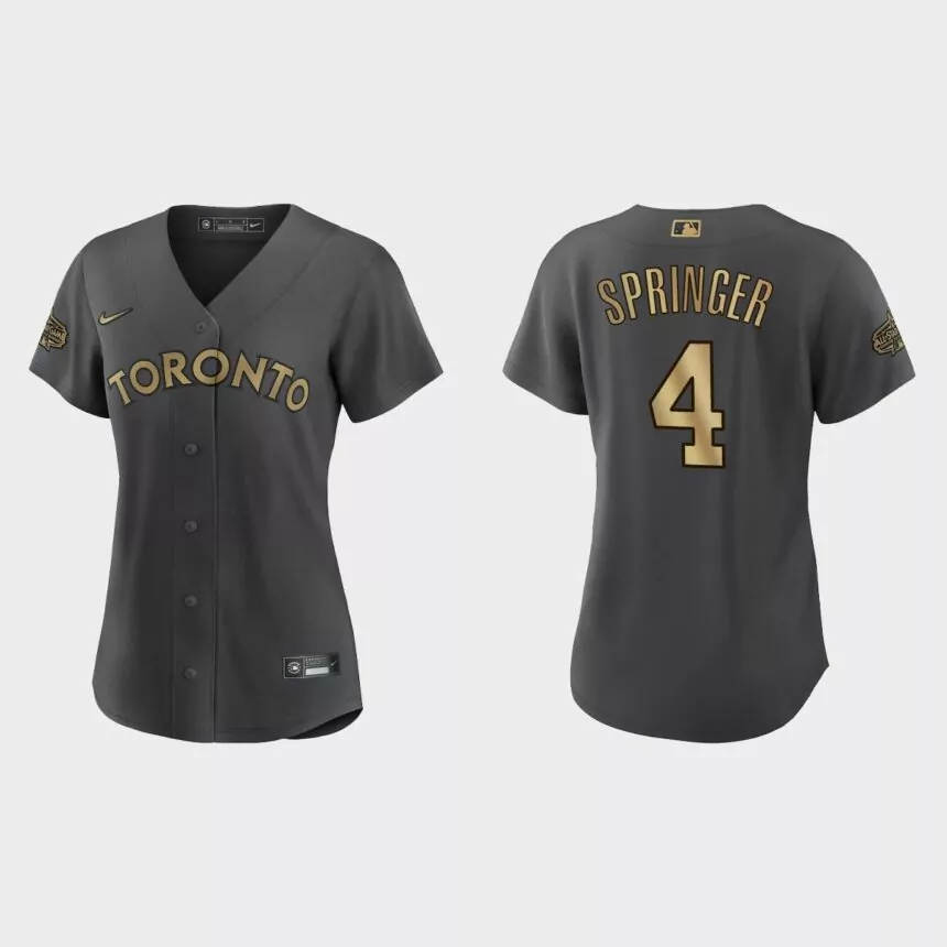 Women Toronto Blue Jays George Springer Charcoal 2022 MLB All-Star Game Replica Jersey