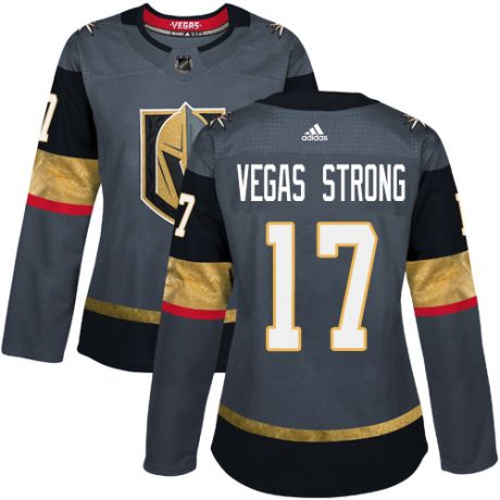 Women Vegas Golden Knights #17 Vegas Strong Gray Adidas Jersey