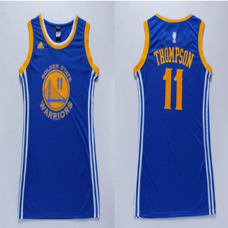 Women Warriors #11 Klay Thompson Blue Dress NBA Jersey