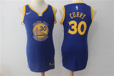 Women Warriors 30 Stephen Curry Blue Women Nike Swingman Jersey