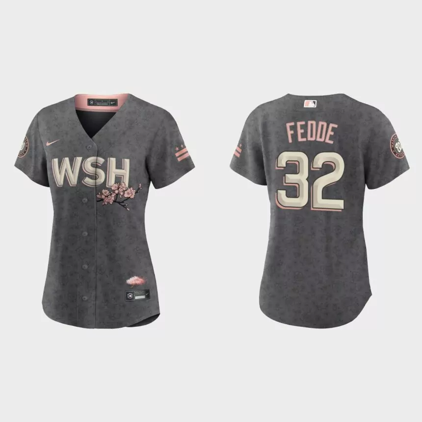 Women Washington Nationals Erick Fedde Gray 2022 City Connect Replica Jersey