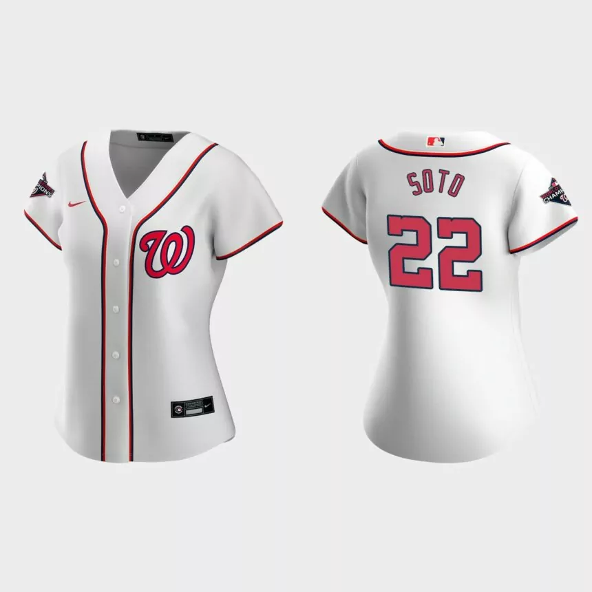 Women Washington Nationals Juan Soto White 2019 World Series Champions Replica Home Jersey