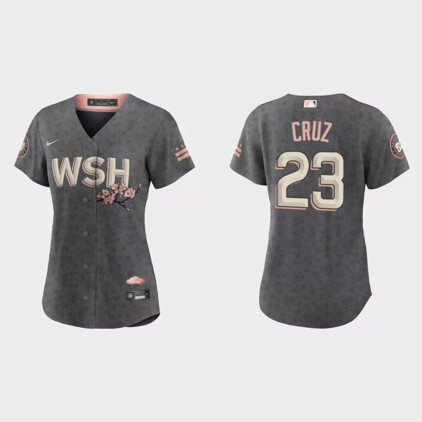 Women Washington Nationals Nelson Cruz Gray 2022 City Connect Replica Jersey