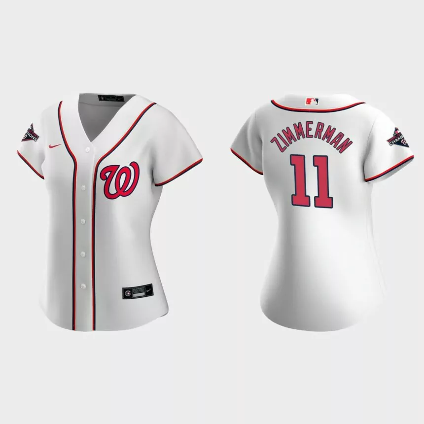 Women Washington Nationals Ryan Zimmerman White 2019 World Series Champions Replica Home Jersey