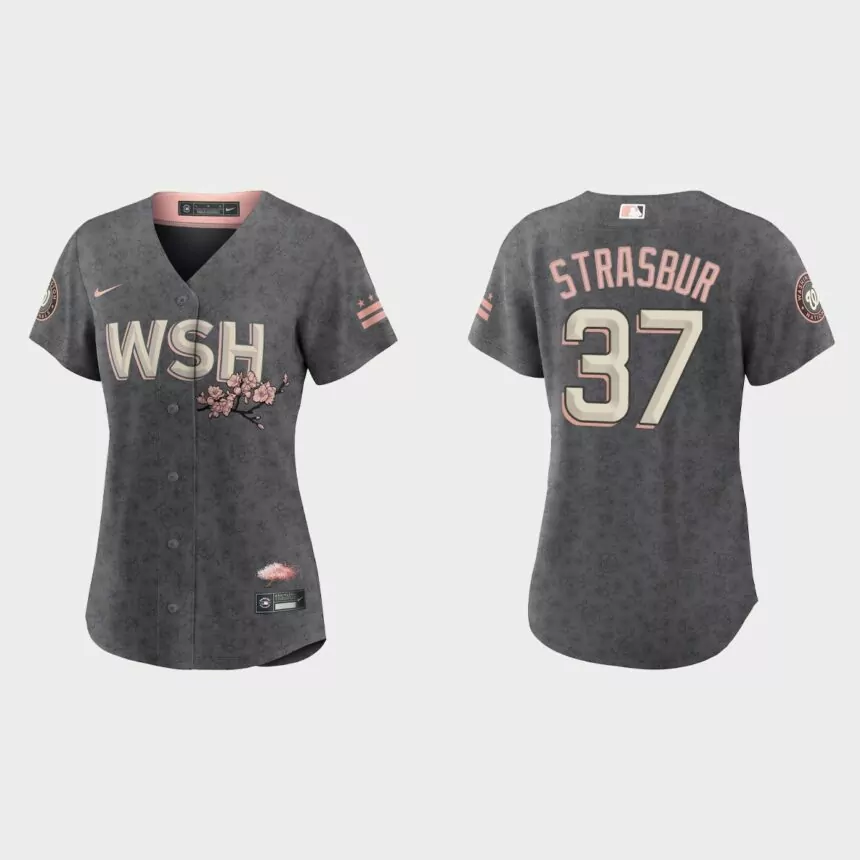 Women Washington Nationals Stephen Strasburg Gray 2022 City Connect Replica Jersey