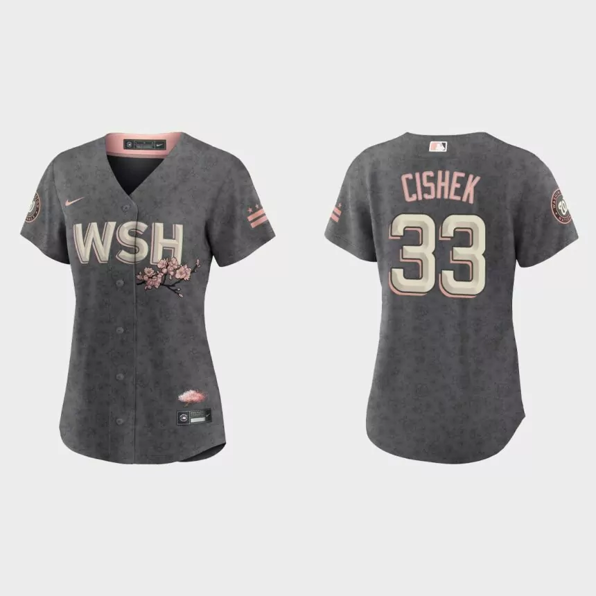 Women Washington Nationals Steve Cishek Gray 2022 City Connect Replica Jersey