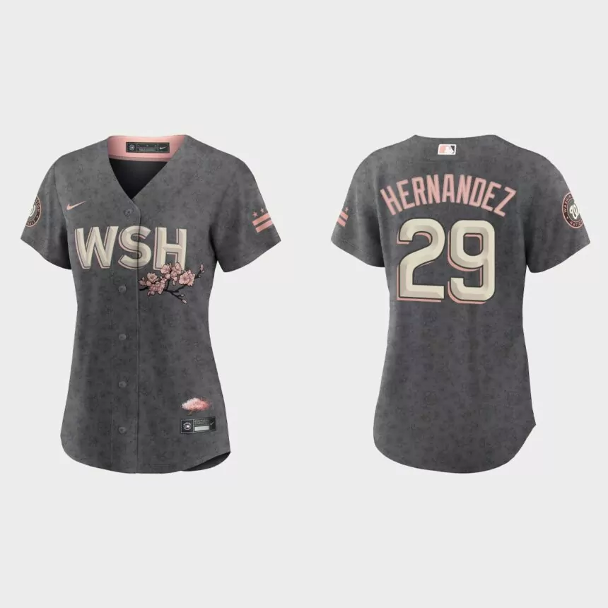 Women Washington Nationals Yadiel Hernandez Gray 2022 City Connect Replica Jersey