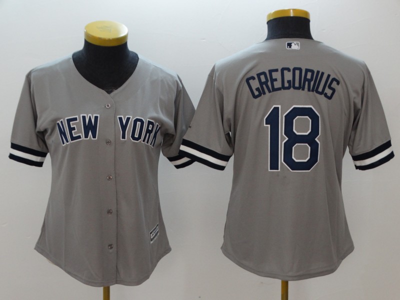 Women Yankees 18 Didi Gregorius Gray Women Cool Base Jersey