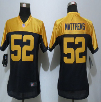 Women new Green Bay Packers #52 Clay Matthews Navy Blue Alternate Elite Jersey