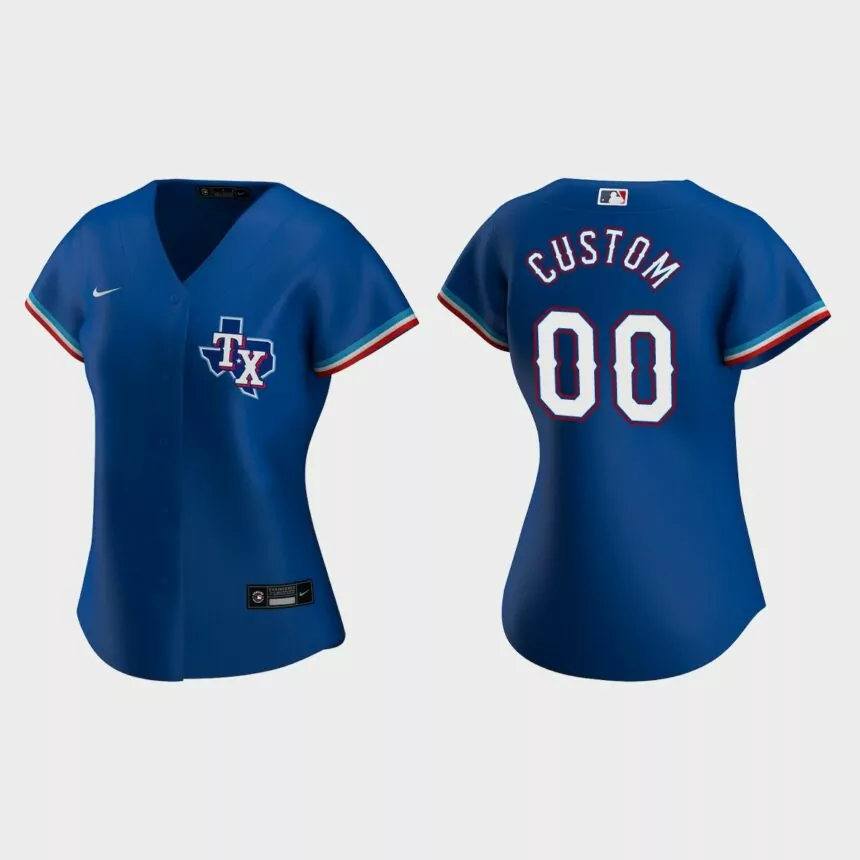 Women’s #00 Custom Texas Rangers Alternate Replica Jersey – Royal