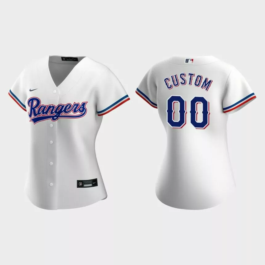 Women’s #00 Custom Texas Rangers Home Replica Jersey – White