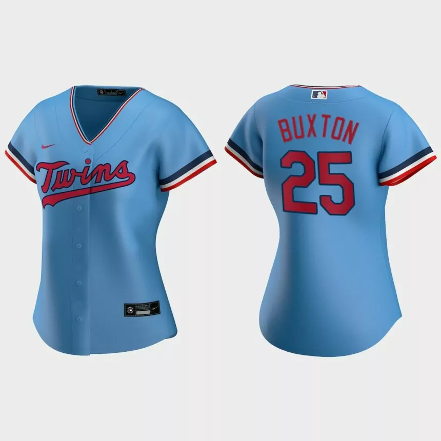 Women’s #25 Byron Buxton Minnesota Twins Alternate Replica Jersey – Light Blue