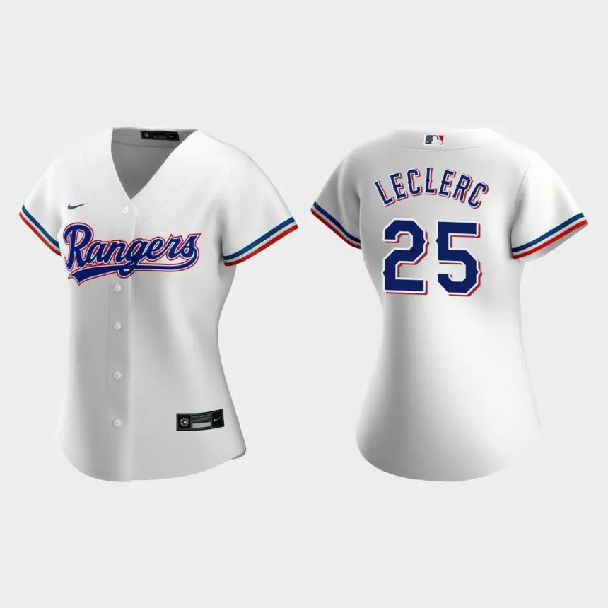 Women’s #25 Jose Leclerc Texas Rangers Home Replica Jersey – White