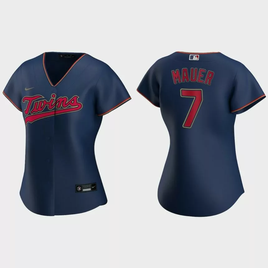 Women’s #7 Joe Mauer Minnesota Twins Alternate Replica Jersey – Navy
