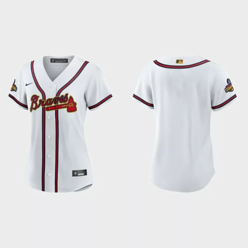 Women’s Atlanta Braves 2022 Gold Program White Replica Jersey