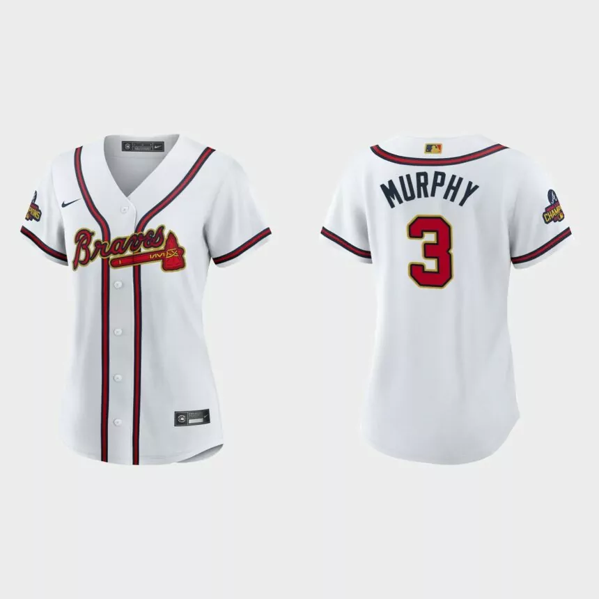 Women’s Atlanta Braves Dale Murphy 2022 Gold Program White Replica Jersey