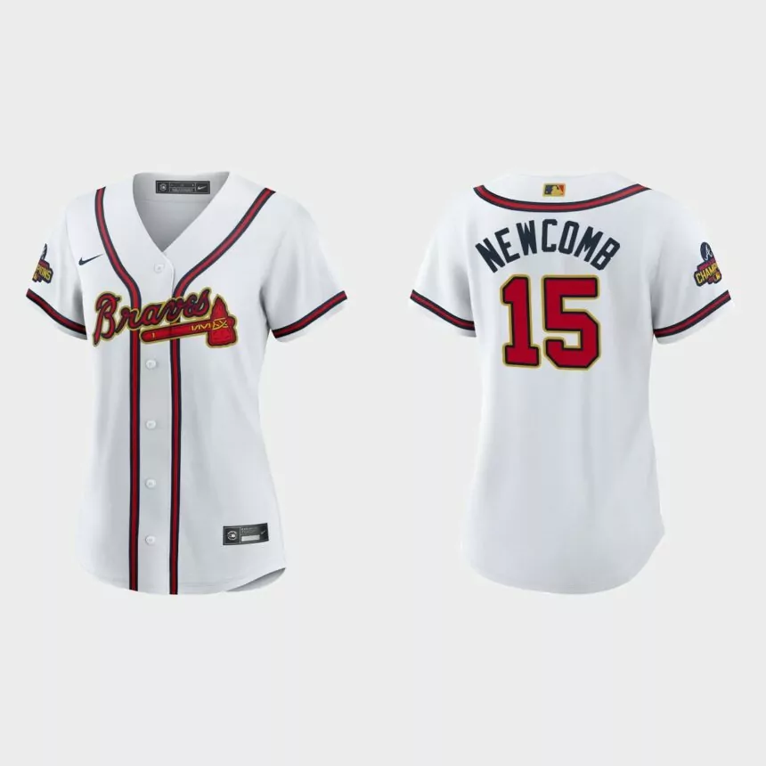 Women’s Atlanta Braves Sean Newcomb 2022 Gold Program White Replica Jersey