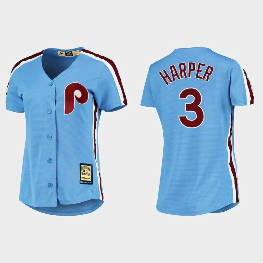 Women’s Bryce Harper Philadelphia Phillies Cooperstown Cool Base Jersey – Blue