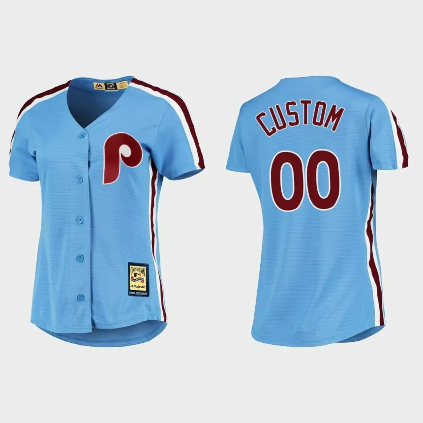 Women’s Custom Philadelphia Phillies Cooperstown Cool Base Jersey – Blue