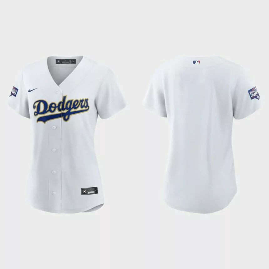 Women’s Los Angeles Dodgers 2021 Gold Program White Gold Replica Jersey