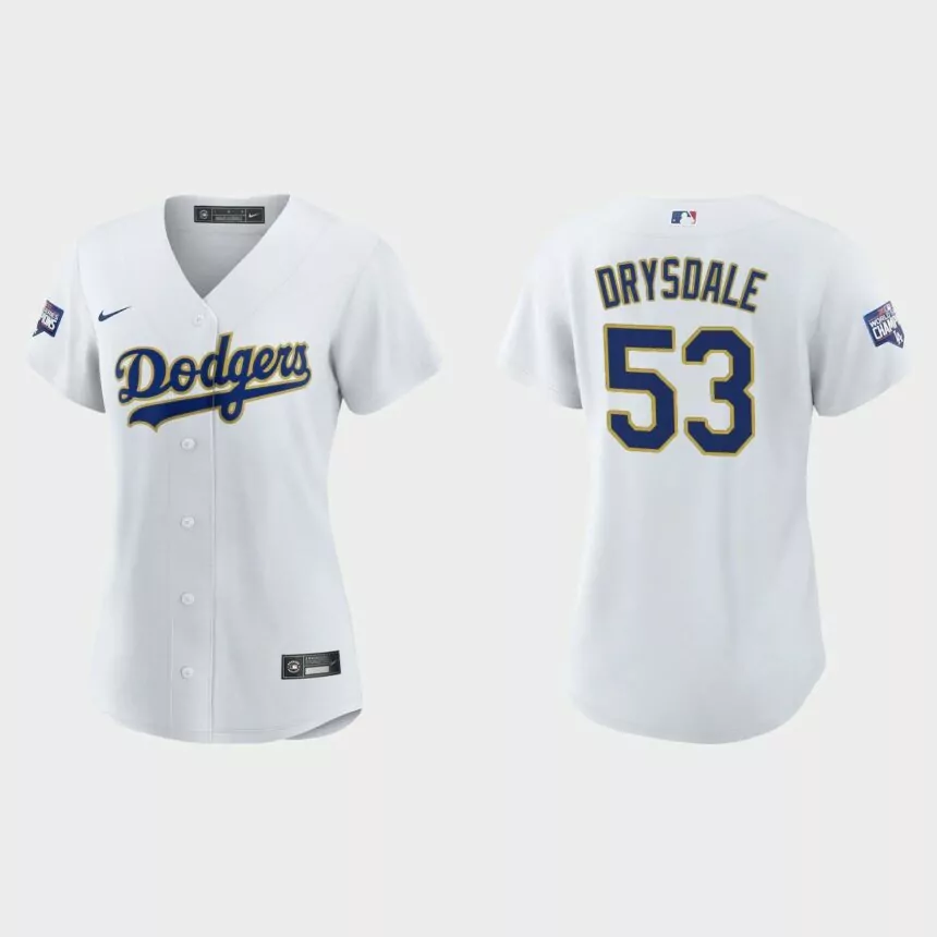 Women’s Los Angeles Dodgers Don Drysdale 2021 Gold Program White Gold Replica Jersey