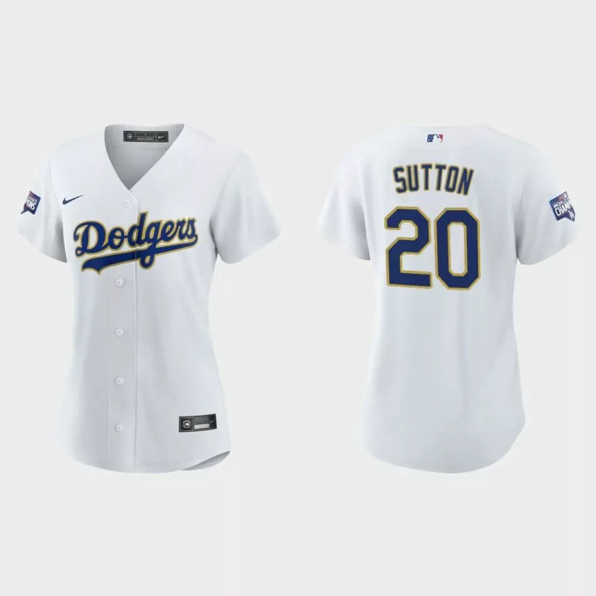 Women’s Los Angeles Dodgers Don Sutton 2021 Gold Program White Gold Replica Jersey