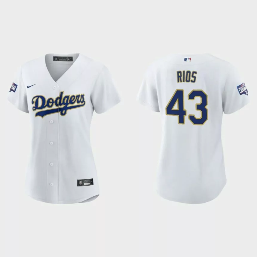Women’s Los Angeles Dodgers Edwin Rios 2021 Gold Program White Gold Replica Jersey