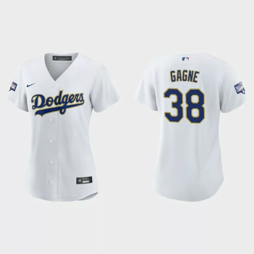 Women’s Los Angeles Dodgers Eric Gagne 2021 Gold Program White Gold Replica Jersey