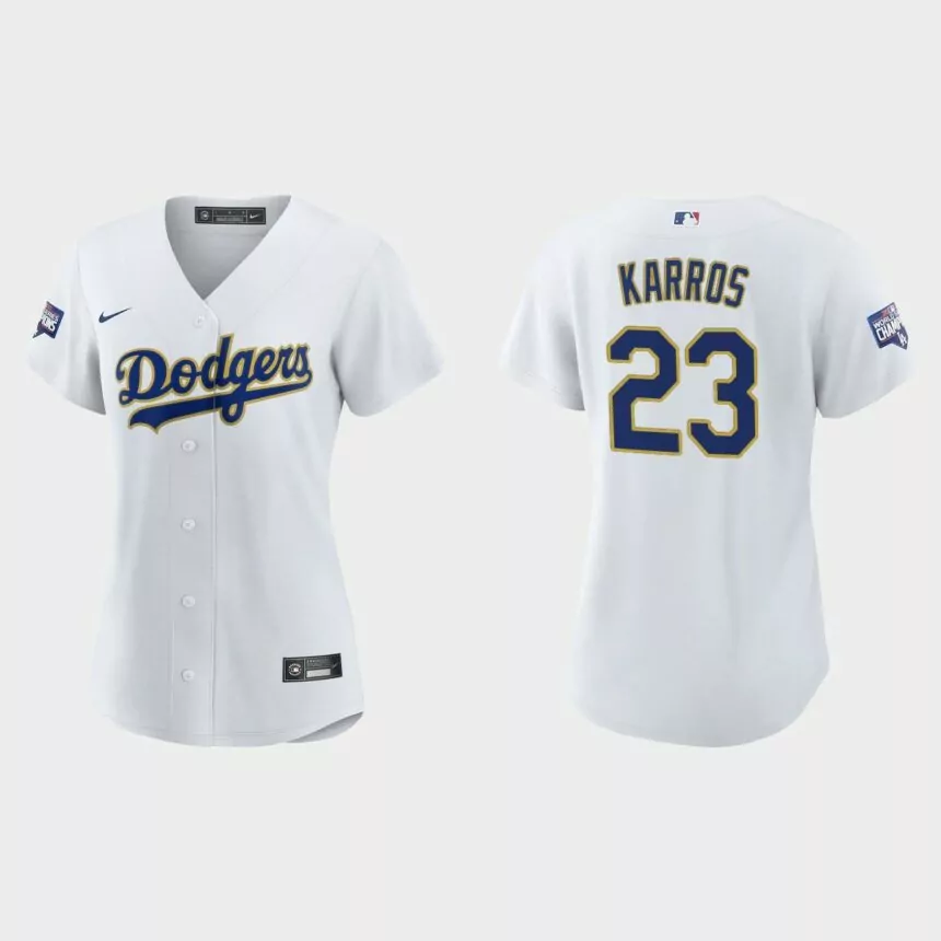 Women’s Los Angeles Dodgers Eric Karros 2021 Gold Program White Gold Replica Jersey