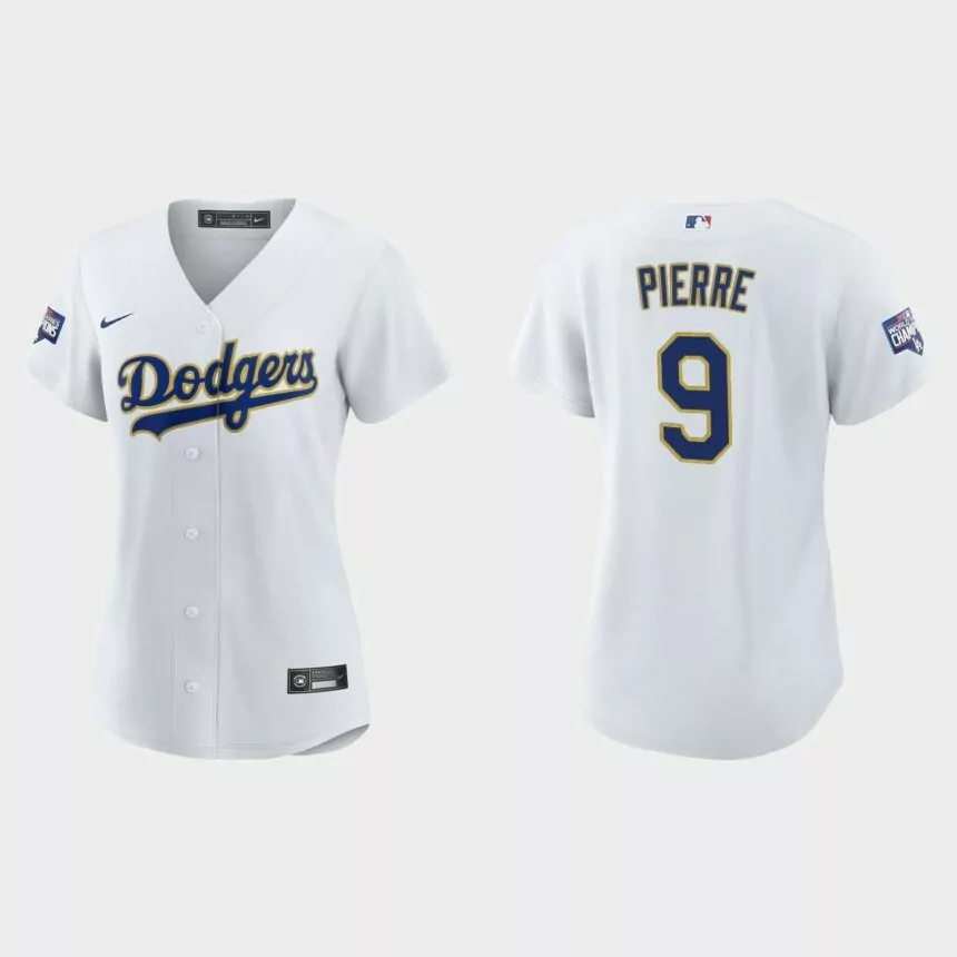 Women’s Los Angeles Dodgers Juan Pierre 2021 Gold Program White Gold Replica Jersey