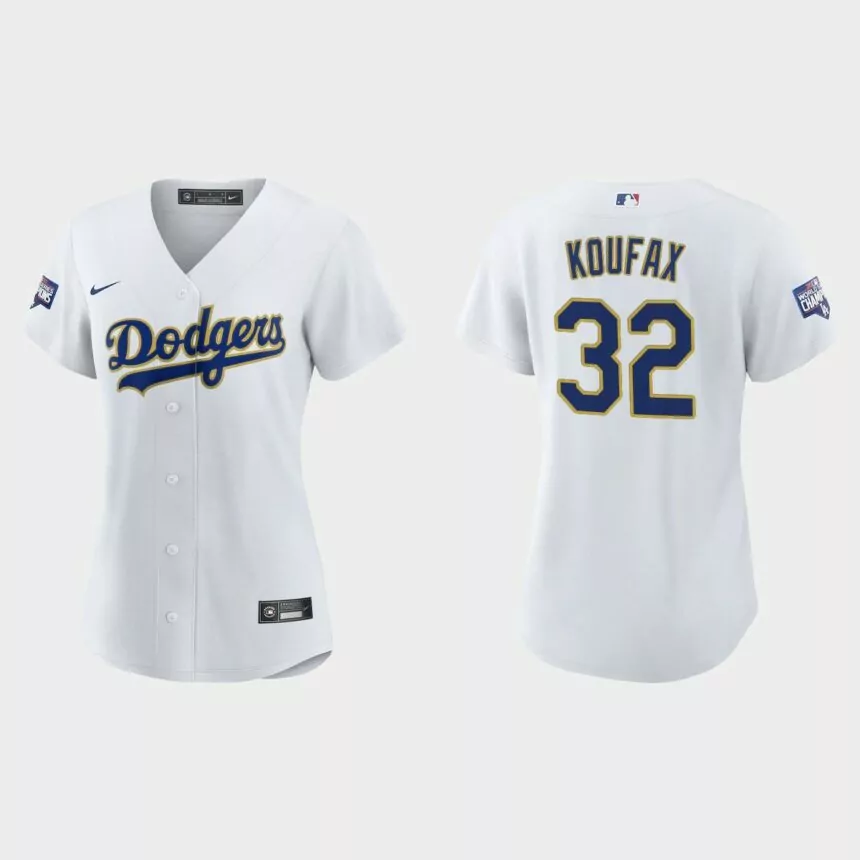 Women’s Los Angeles Dodgers Sandy Koufax 2021 Gold Program White Gold Replica Jersey