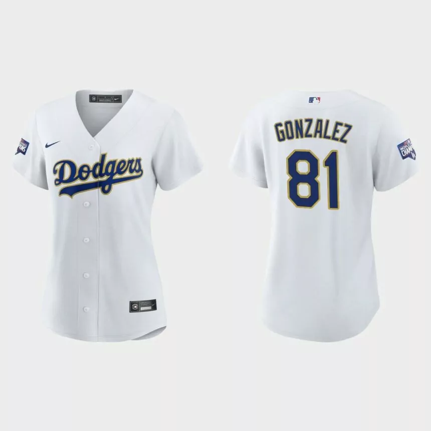 Women’s Los Angeles Dodgers Victor Gonzalez 2021 Gold Program White Gold Replica Jersey