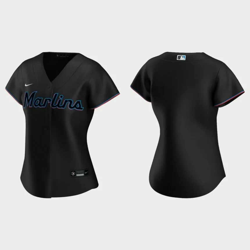 Women’s Miami Marlins 2020 Alternate Replica Jersey – Black