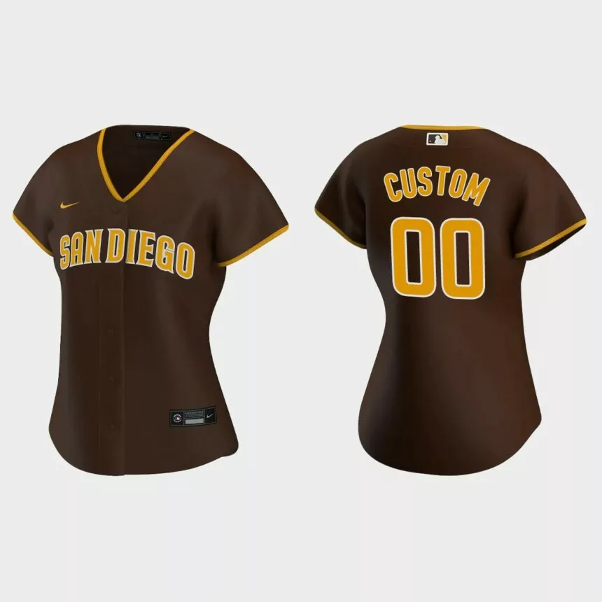 Women’s San Diego Padres Custom Brown 2020 Road Replica Jersey
