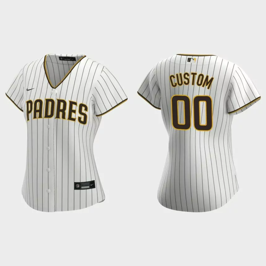 Women’s San Diego Padres Custom White 2020 Home Replica Jersey