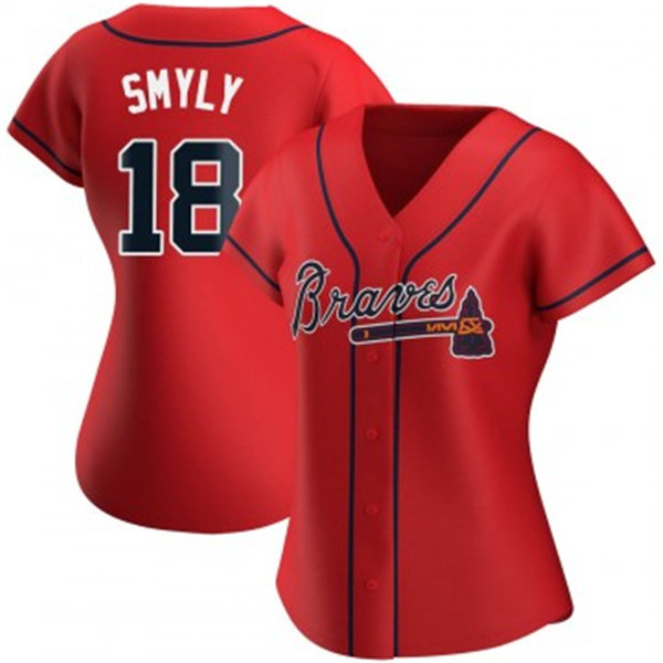 Womens Atlanta Braves #18 Drew Smyly Nike Red Alternate Cool Base Jersey