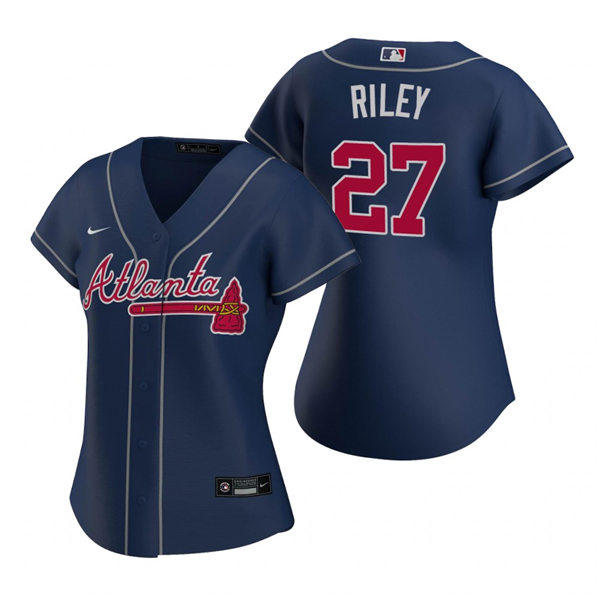 Womens Atlanta Braves #27 Austin Riley Nike Navy Alternate Cool  Base Jersey