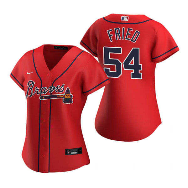 Womens Atlanta Braves #54 Max Fried Nike Red Alternate Cool Base Jersey