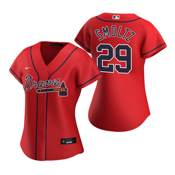 Womens Atlanta Braves Retired Player #29 John Smoltz Nike Red Alternate Cool  Base Jersey