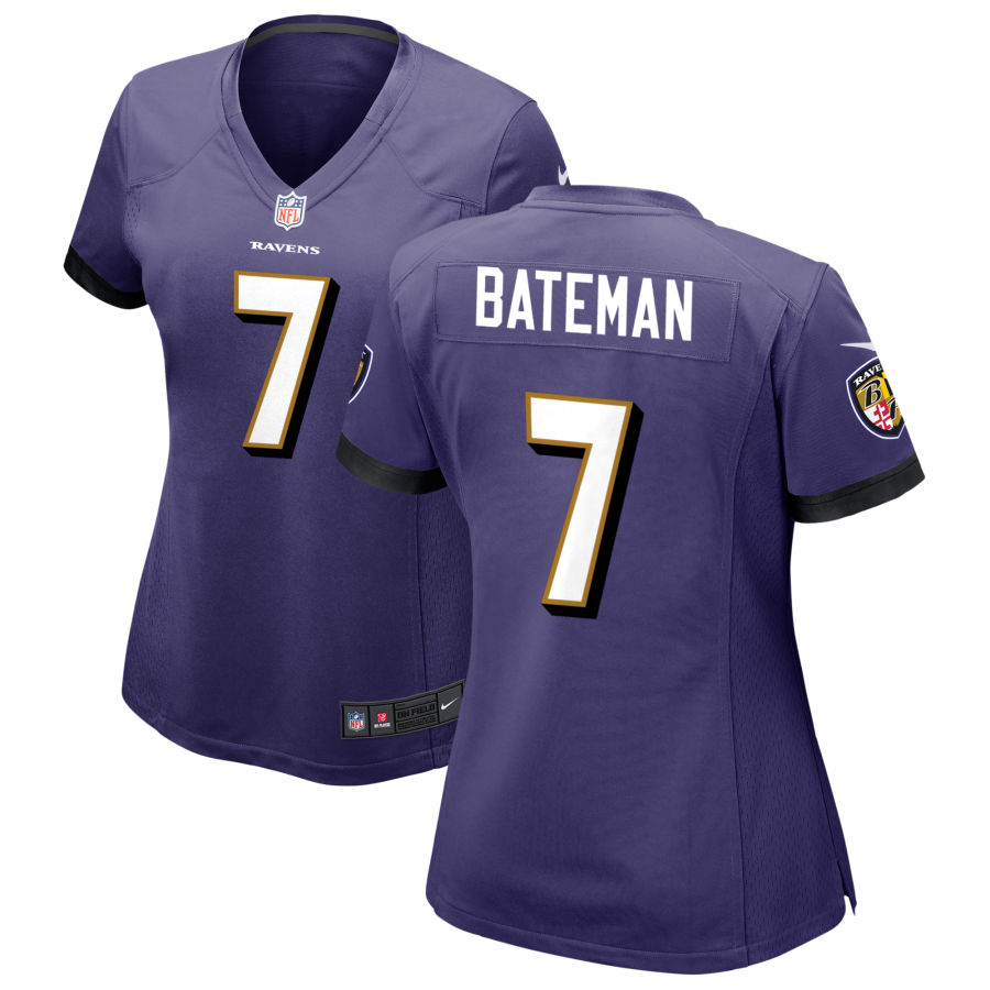 Womens Baltimore Ravens #7 Rashod Bateman Nike Purple Vapor Limited Player Jersey