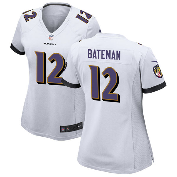 Womens Baltimore Ravens #7 Rashod Bateman Nike White Vapor Limited Player Jersey