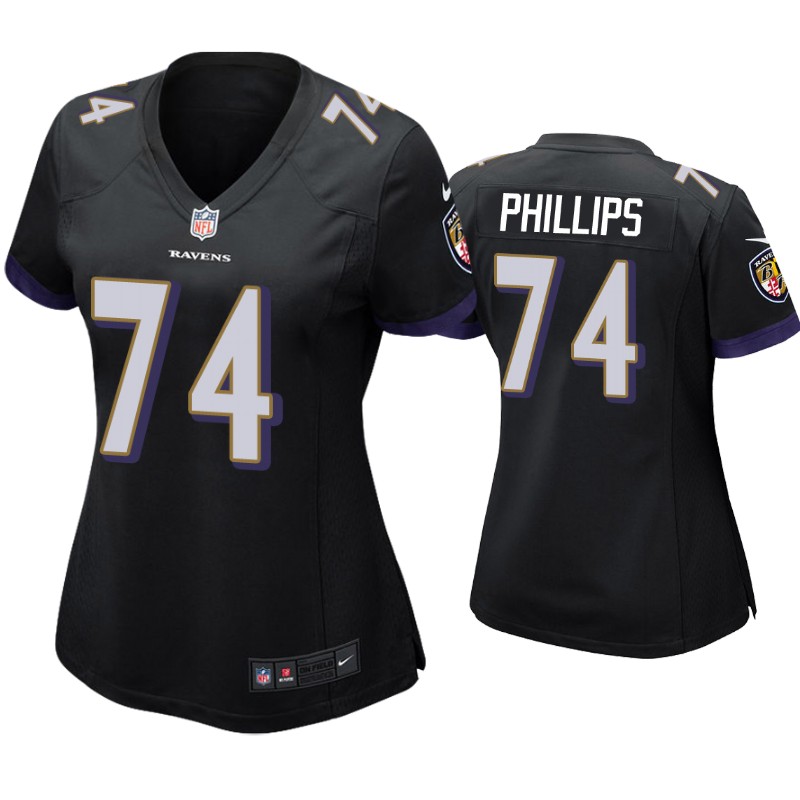 Womens Baltimore Ravens #74 Tyre Phillips Nike Black Alternate Limited Stitched Jersey