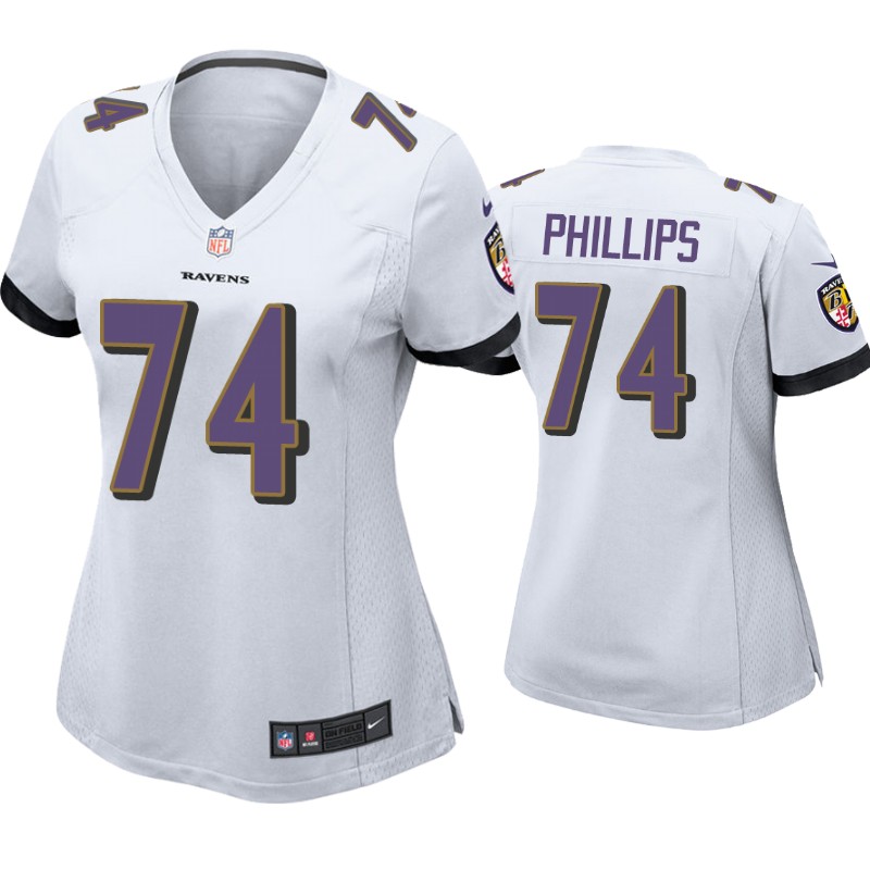 Womens Baltimore Ravens #74 Tyre Phillips Nike White Limited Jersey