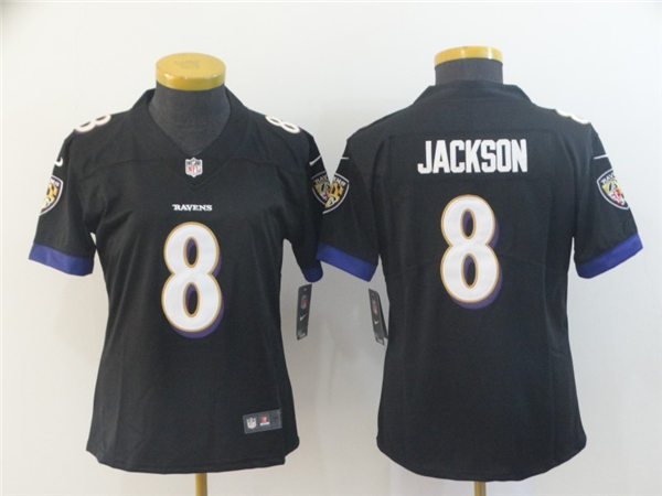 Womens Baltimore Ravens #8 Lamar Jackson Nike Black Vapor Limited Player Stitched Jersey