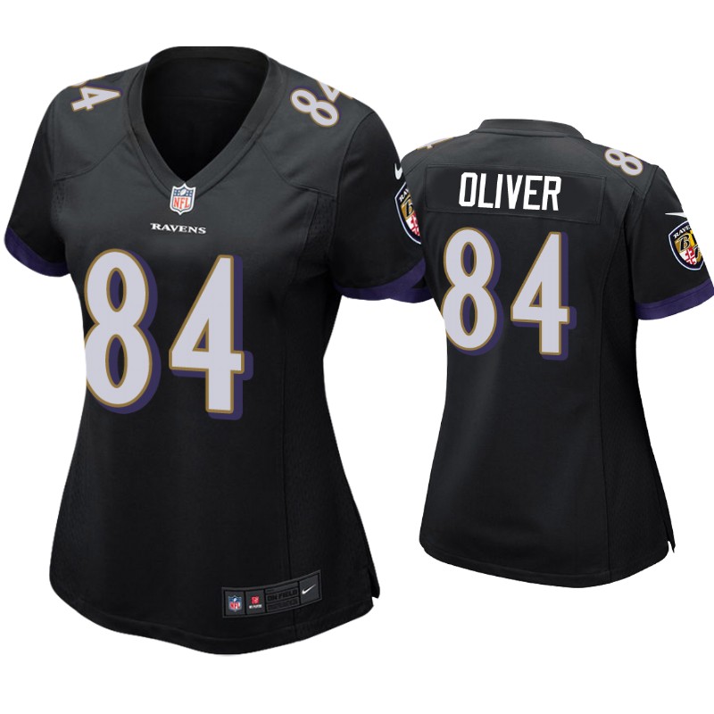 Womens Baltimore Ravens #84 Josh Oliver Nike Black Alternate Limited Stitched Jersey