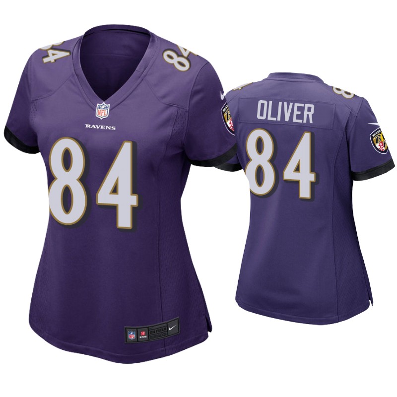 Womens Baltimore Ravens #84 Josh Oliver Nike Purple Limited Jersey